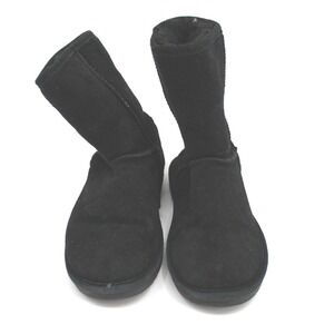 Sheepskin/Wool Bearpaw Emma Womens Black Suede Mid Calf Pull On Winter Boots 8